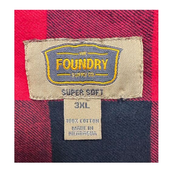 Foundry Mens Super Soft Shirt Flannel Buffalo Check Button Up Pocket 3XL Y2K - Picture 7 of 8